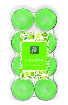 Pan Aroma 16pc Colour Tea Lights Lime & Ginger Pan Aroma 16pc Colour Tea Lights Lime & Ginger
